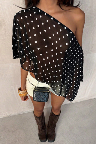 Asymmetrical Polka Dot Cover-Up