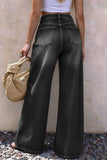 Metal Eyelet High-Waist Wide-Leg Baggy Jeans