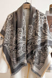 Floral Print Fringed Wrap Scarf