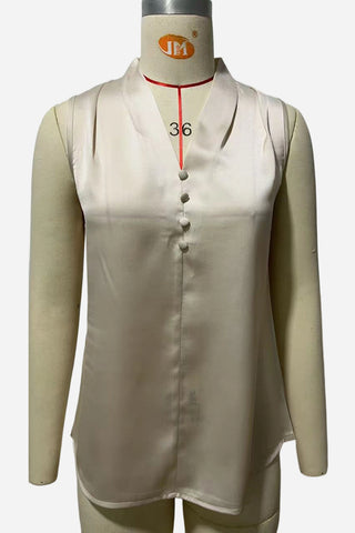 Button-Detail V-Neck Tank Top