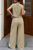 Striped Sleeveless Top and Relaxed Pants Set