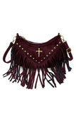 Fringe Studded Cross Shoulder Bag