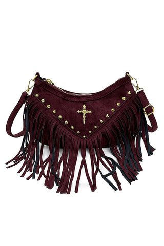 Fringe Studded Cross Shoulder Bag