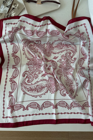 Paisley Print Satin Square Scarf