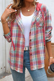 Plaid Hooded Button-Front Shirt