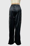 Lace Panel Drawstring Casual Pants