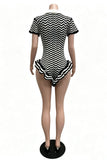 Chevron Knit Collared Ruffle Romper