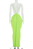 Cutout Ruched Draped Maxi Dress