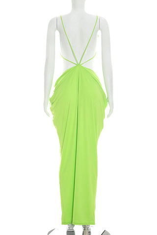 Cutout Ruched Draped Maxi Dress
