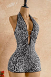 Sequin Halter Cutout Bodycon Romper
