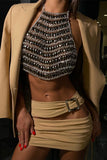 Beaded Halter Crop Top