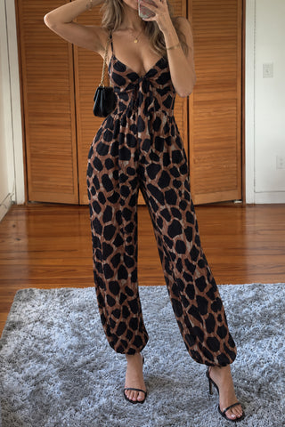 V-Neck Tie-Front Palazzo Jumpsuit