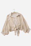 Tie-Front Button Shirt