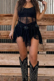 Lace Mesh Sleeveless Mini Dress