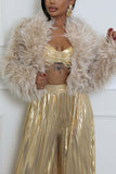 Fuzzy Open-Front Long Sleeve Jacket