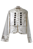 Double-Breasted Mock Neck Cropped Jacket