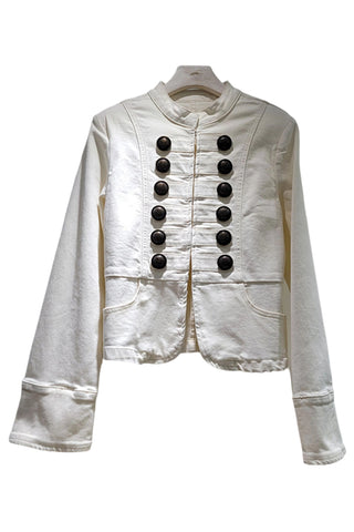 Double-Breasted Mock Neck Cropped Jacket