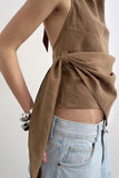 Draped Asymmetrical Halter Blouse