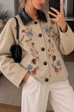 Floral Detail Contrast Collar Jacket