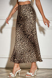 Satin Drawstring Waist Slip Midi Skirt