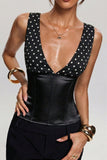 Polka Dot V-Neck Corset Tank Top