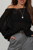 Sheer V-Neck Loose Knit Sweater