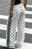Polka Dot Side Stripe Wide-Leg Casual Pants