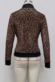 Leopard Print Zip-Up Knit Jacket