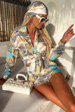 Printed Button-Front Short Set