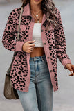 Leopard Print Ribbed Button-Front Shacket