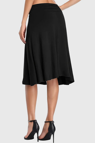Ruched Waistband A-Line Midi Skirt