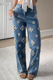 Stud Cutout All-Over Straight Jeans