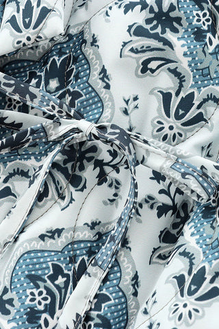 Paisley Print Puff Sleeve Open Front Kimono
