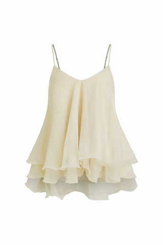 Polka Dot Ruffle Spaghetti Strap Cami