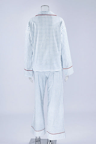 Plaid Long Sleeve Button-Front Pajama Set