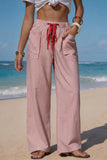 Drawstring Pocket Striped Pants