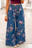 Floral Tie Waist Wide Leg Jeans