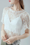 Sheer Floral Lace Flutter Sleeve T-Shirt