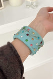Marbled Rhinestone Wide Cuff Bracelet