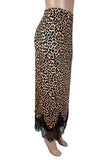 Leopard Print Lace Hem Midi Skirt