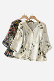 Button-Front Floral Blouse