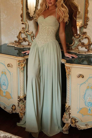 Lace Corset Halter Maxi Casual Dress