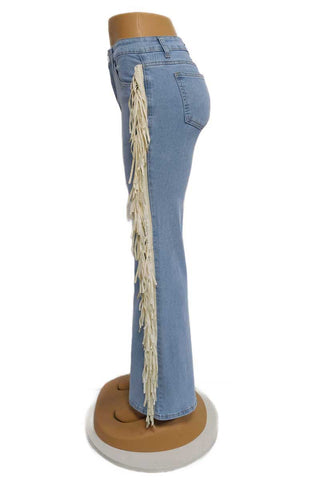 Fringe Side Wide Leg Jeans