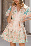 Button-Front Tiered Mini Dress