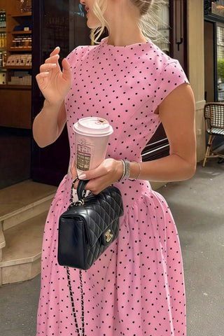 Polka Dot Cap Sleeve Maxi Dress
