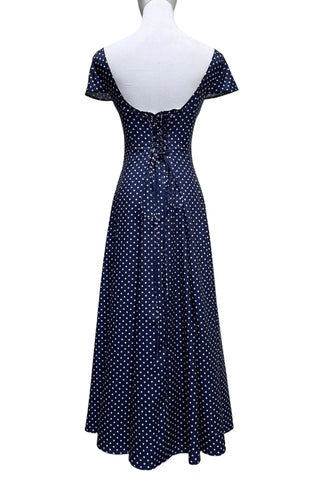 Polka Dot Square Neck Cap Sleeve Midi Dress