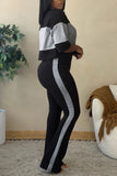 Side Stripe High-Waist Flare Casual Pants