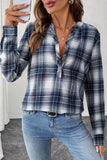 Plaid V-Neck Button-Front Long Sleeve Shirt