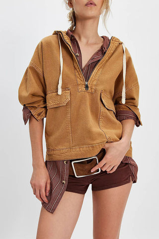 Long Sleeve Drawstring Zip Hoodie