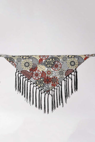 Patchwork Fringe Tie Waist Wrap Skirt